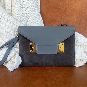 Sophie Hulme Grey Milna Suede Envelope Clutch